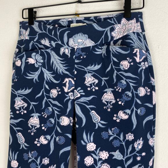Spartina 449 Maren Pants Size S Navy Blue Floral Stretch Kick Flare Crop Classic - Picture 8 of 14